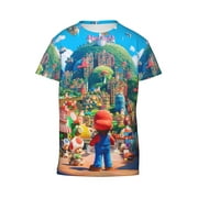 Super Mario T-Shirts, Boys Girls Novelty Shirts Crewneck Short Sleeve Tees for 6-18 Years Teens, X-Small